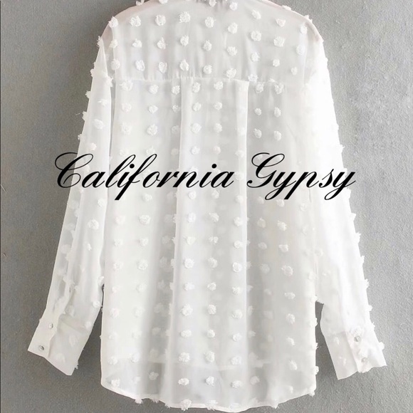 Chenille Polka Dot Boho Chic Blouse - Picture 7 of 16